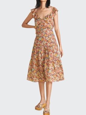 Veronica Beard Malgosia Floral-Print Tiered Midi Dress